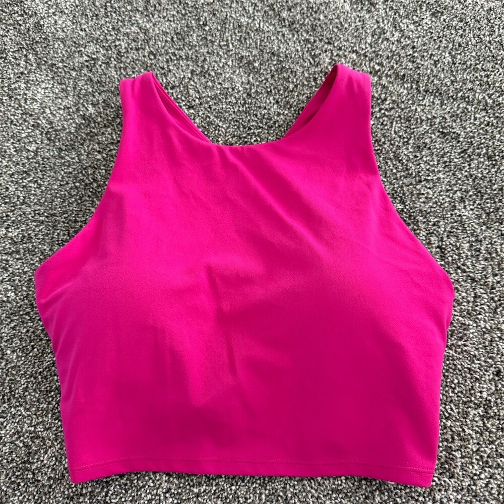 CRZ YOGA Sports Bra Tank Top Womens Size M Hot Pink High Neck Racerback